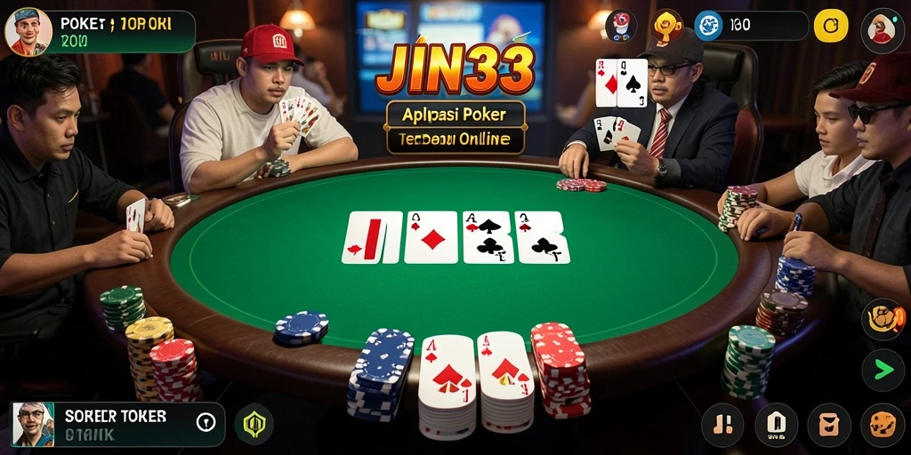 Screenshot gameplay JIN33 menampilkan aksi seru permainan poker.