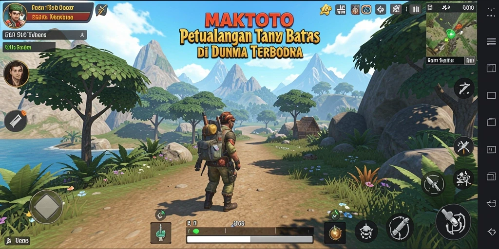 Screenshot gameplay MAKTOTO yang menampilkan eksplorasi dunia terbuka.