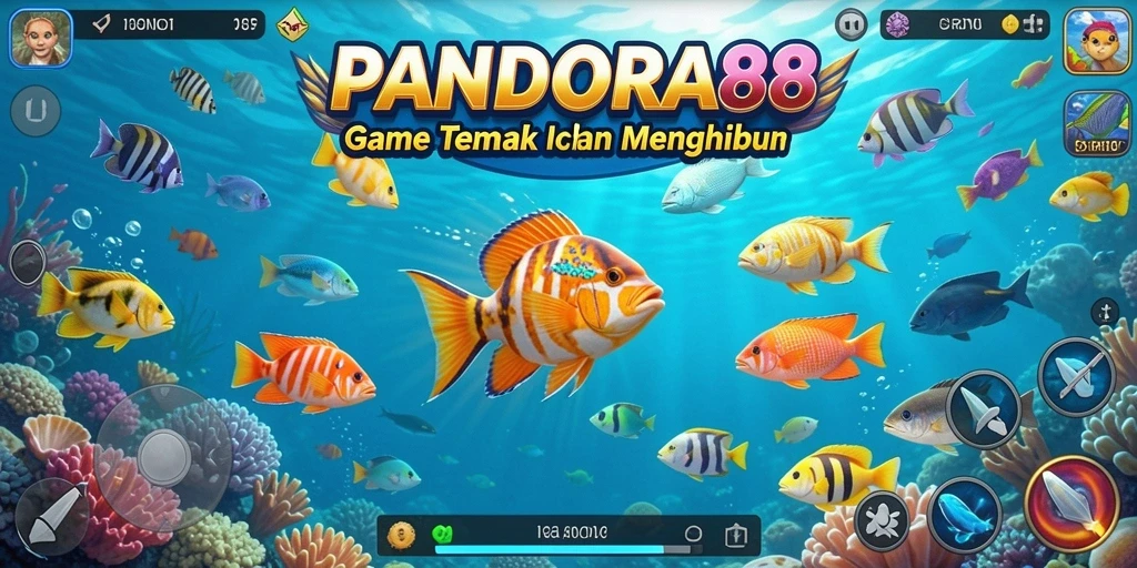 Tampilan gameplay <strong>PANDORA88</strong> yang menarik dengan ikan berwarna-warni.