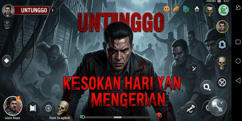 Screenshot UNTUNGGO menampilkan gameplay yang mencekam dan atmosfir horor.