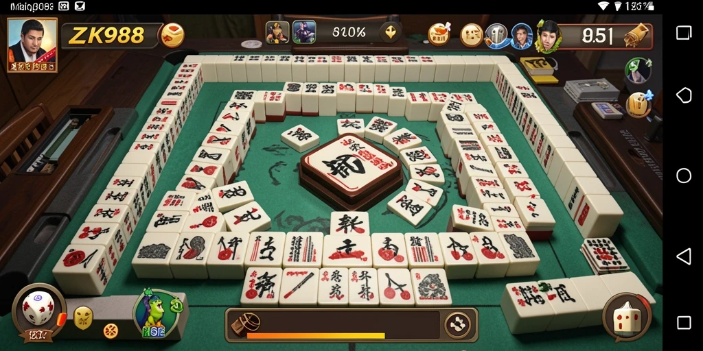 Screenshot gameplay ZK988 menampilkan serunya permainan Mahjong.